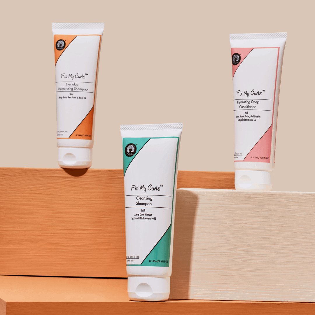 Fix My Curls Wash Day Bundle ( Cleansing Shampoo, Moisturizing Shampoo, Hydrating Deep Conditioner)