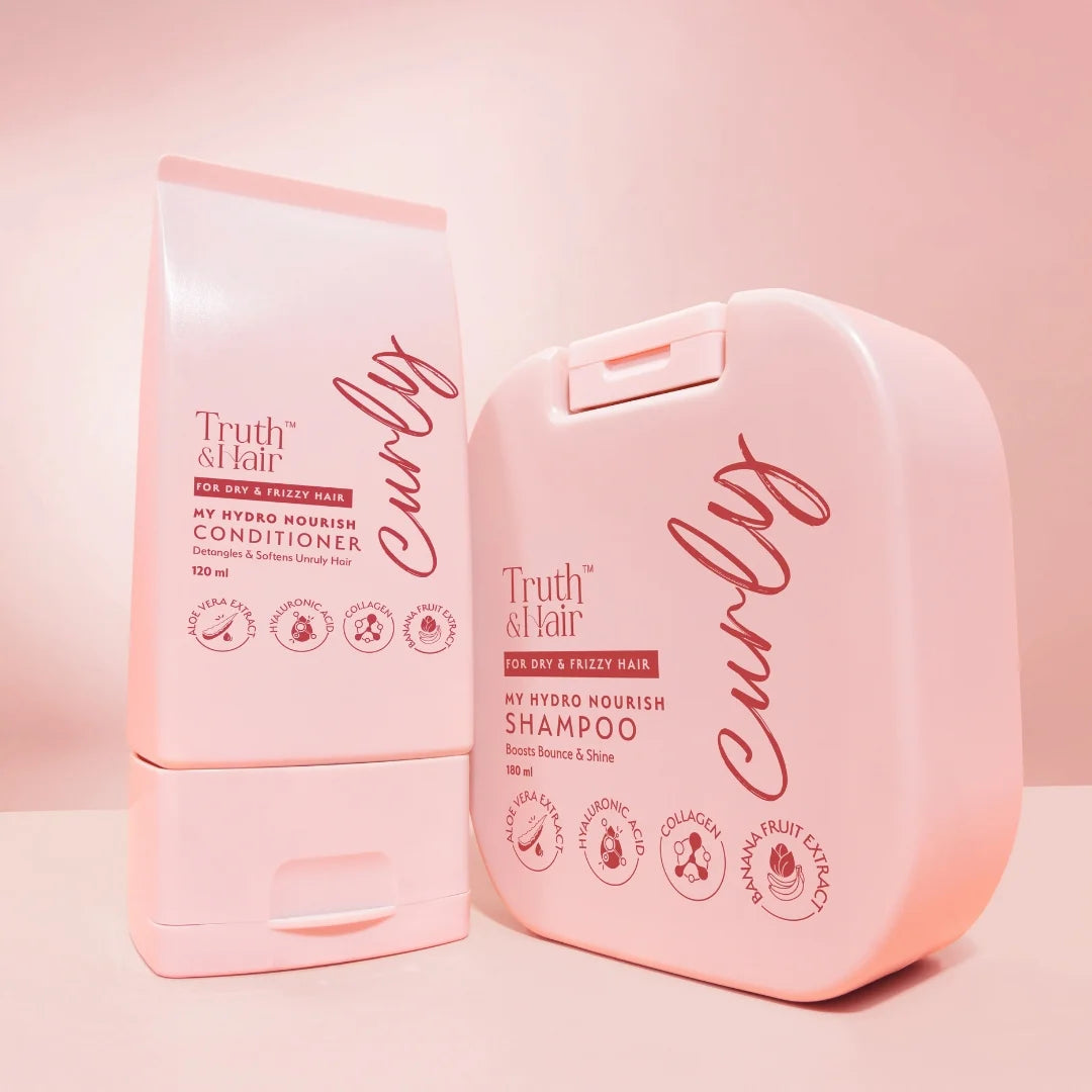 Truth & Hair- Hydro Nourish Shampoo & Conditioner Combo Pack For Curly Hair (180ml+120ml)