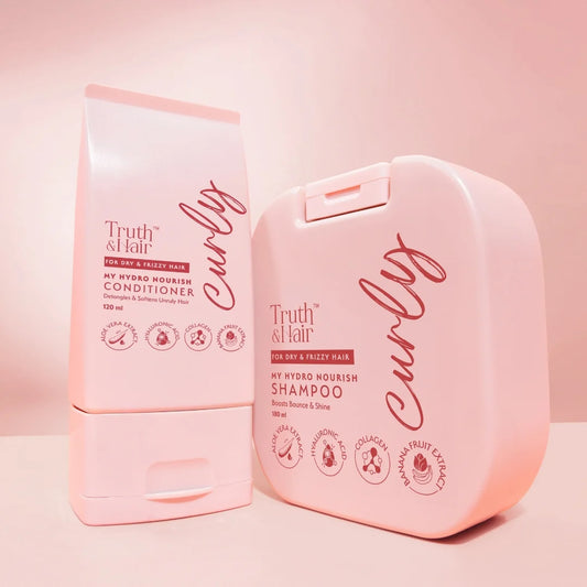 Truth & Hair- Hydro Nourish Shampoo & Conditioner Combo Pack For Curly Hair (180ml+120ml)
