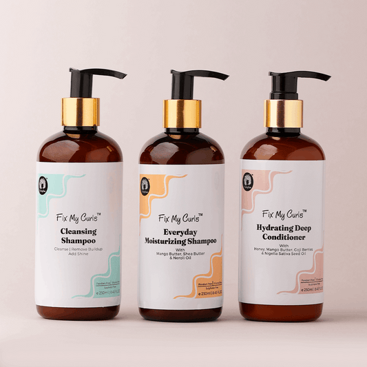 Fix My Curls Wash Day Bundle ( Cleansing Shampoo, Moisturizing Shampoo, Hydrating Deep Conditioner)