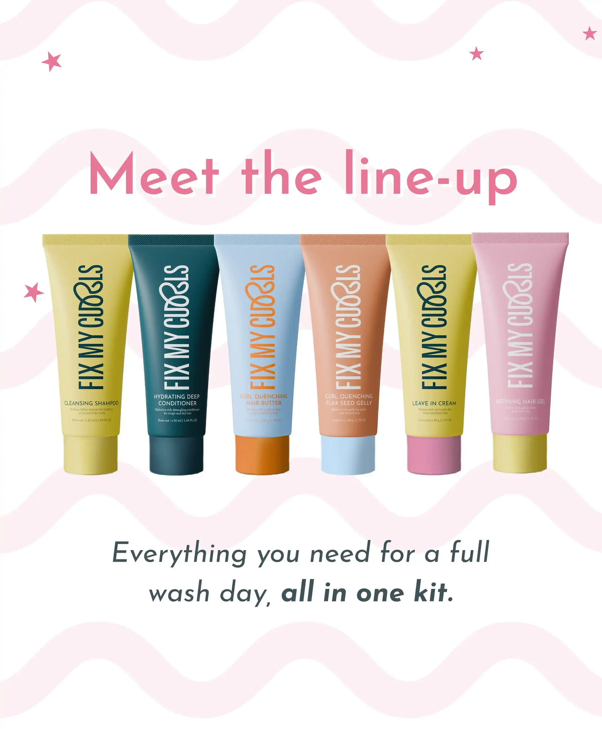Fix My Curls Discovery Kit - 6 Bestselling Mini Products | Curly Hair Starter Set | 20 ML Each