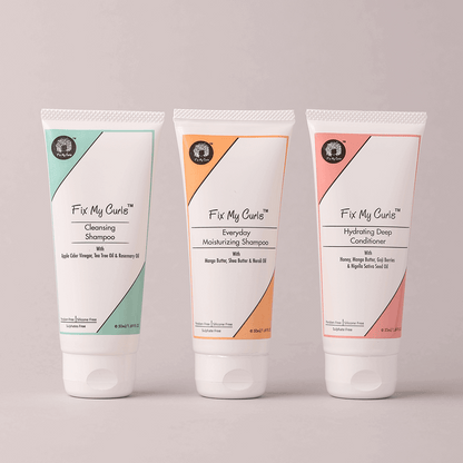 Fix My Curls Wash Day Bundle ( Cleansing Shampoo, Moisturizing Shampoo, Hydrating Deep Conditioner)