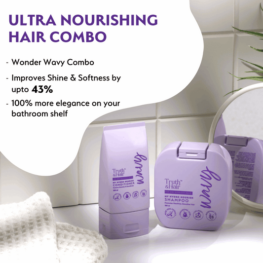 Truth & Hair- Hydro Nourish Shampoo & Conditioner Combo Pack For Wavy Hair (180ml+120ml)