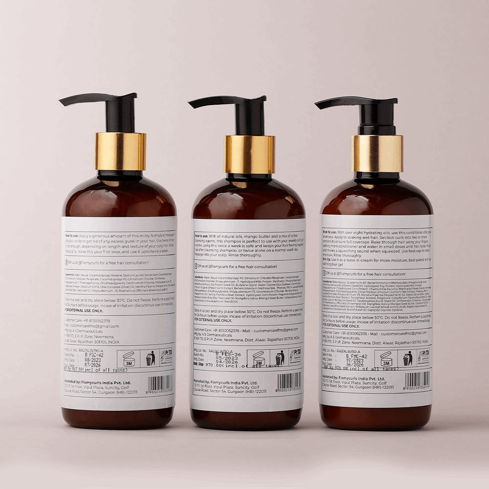 Fix My Curls Wash Day Bundle ( Cleansing Shampoo, Moisturizing Shampoo, Hydrating Deep Conditioner)