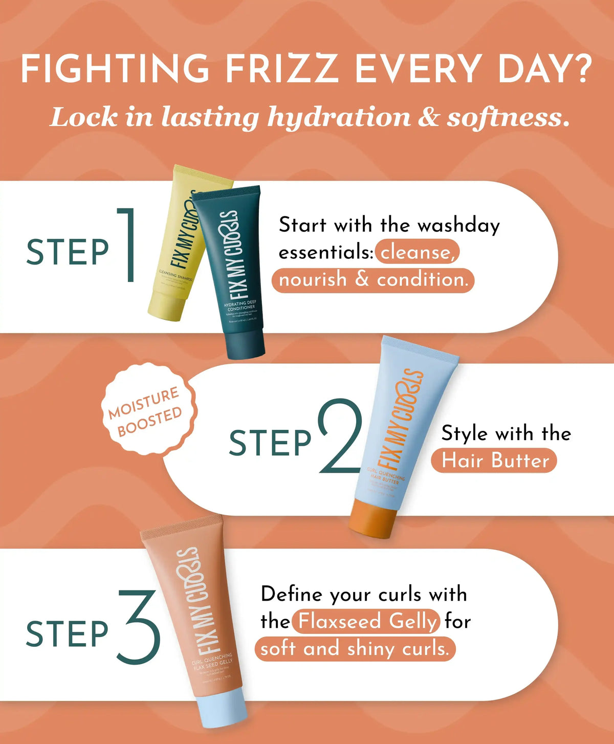 Fix My Curls Discovery Kit - 6 Bestselling Mini Products | Curly Hair Starter Set | 20 ML Each