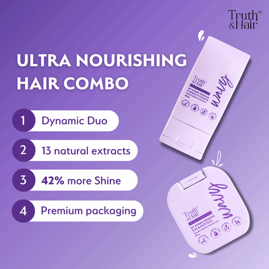 Truth & Hair- Hydro Nourish Shampoo & Conditioner Combo Pack For Wavy Hair (180ml+120ml)