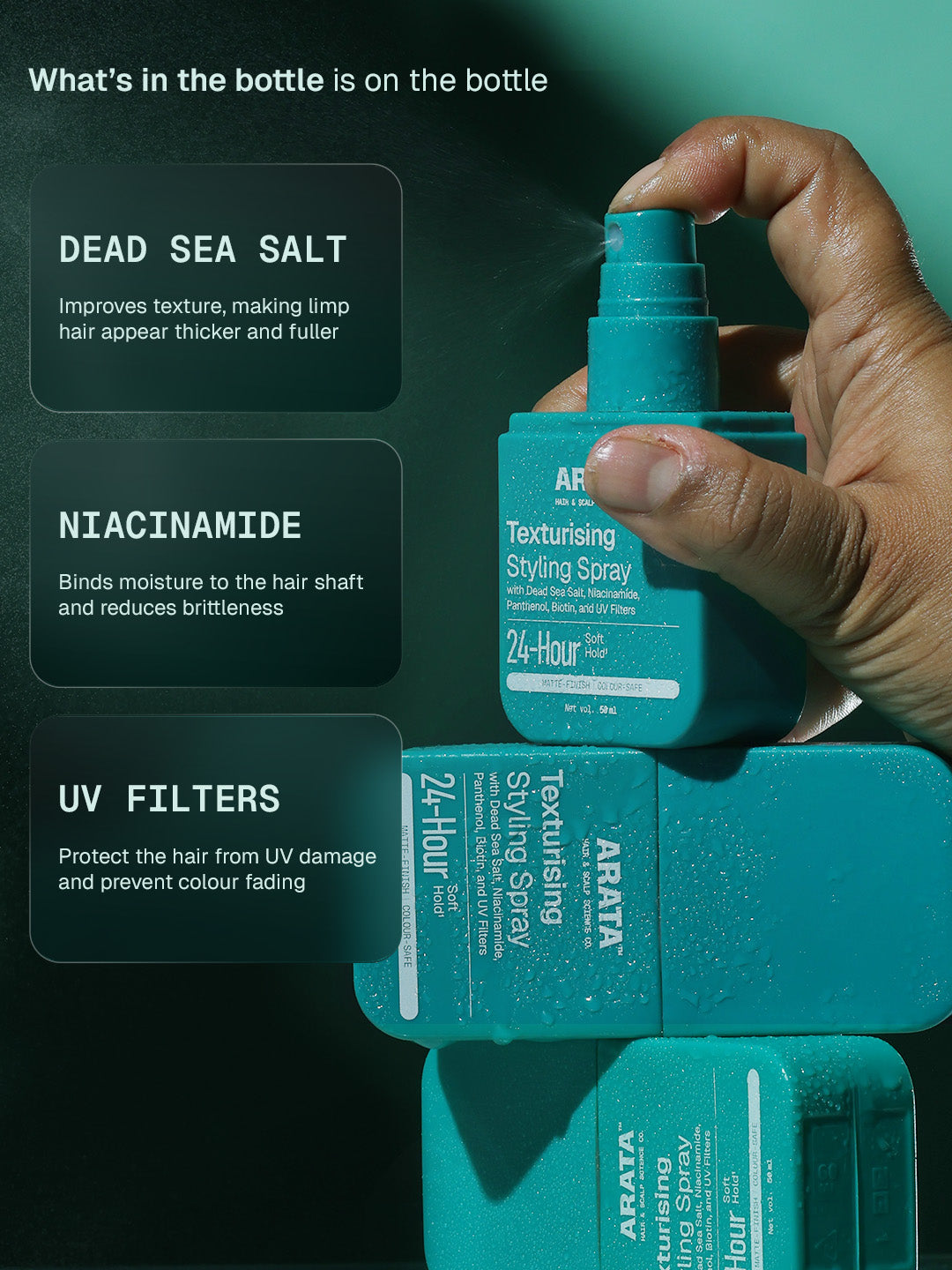 Arata Texturising Styling Spray Application