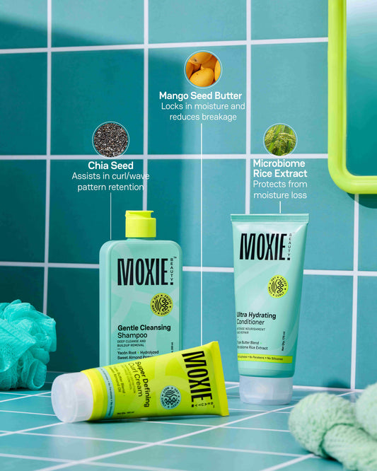 Moxie Hair Shampoo, Conditioner & Super Defining Curl Cream Set